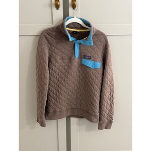 Patagonia Organic Cotton Quilt Snap-T Pullover Brown Blue Mens Small